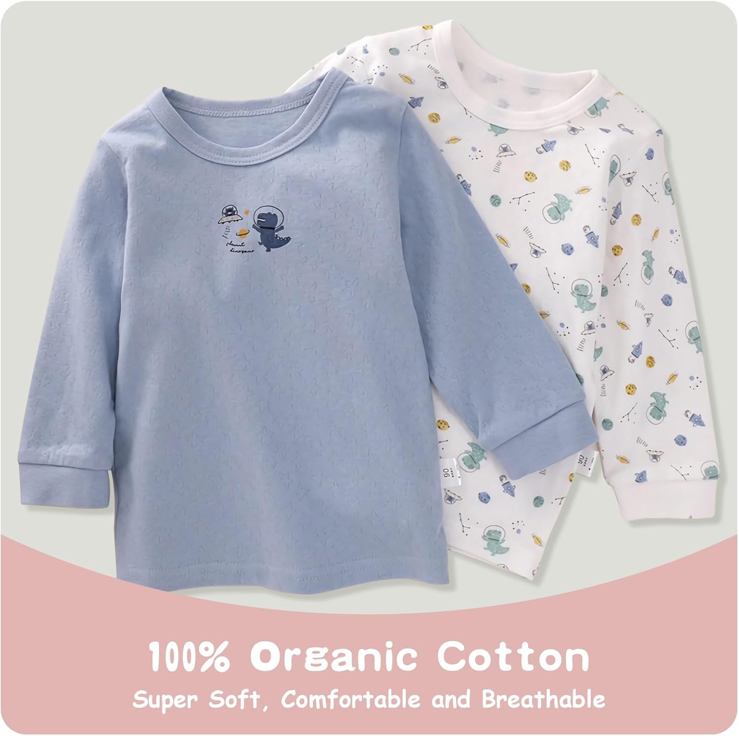 100% Organic Cotton 1-5T 2-Piece Unisex Shirts Baby Toddler Long Sleeve - Image 4