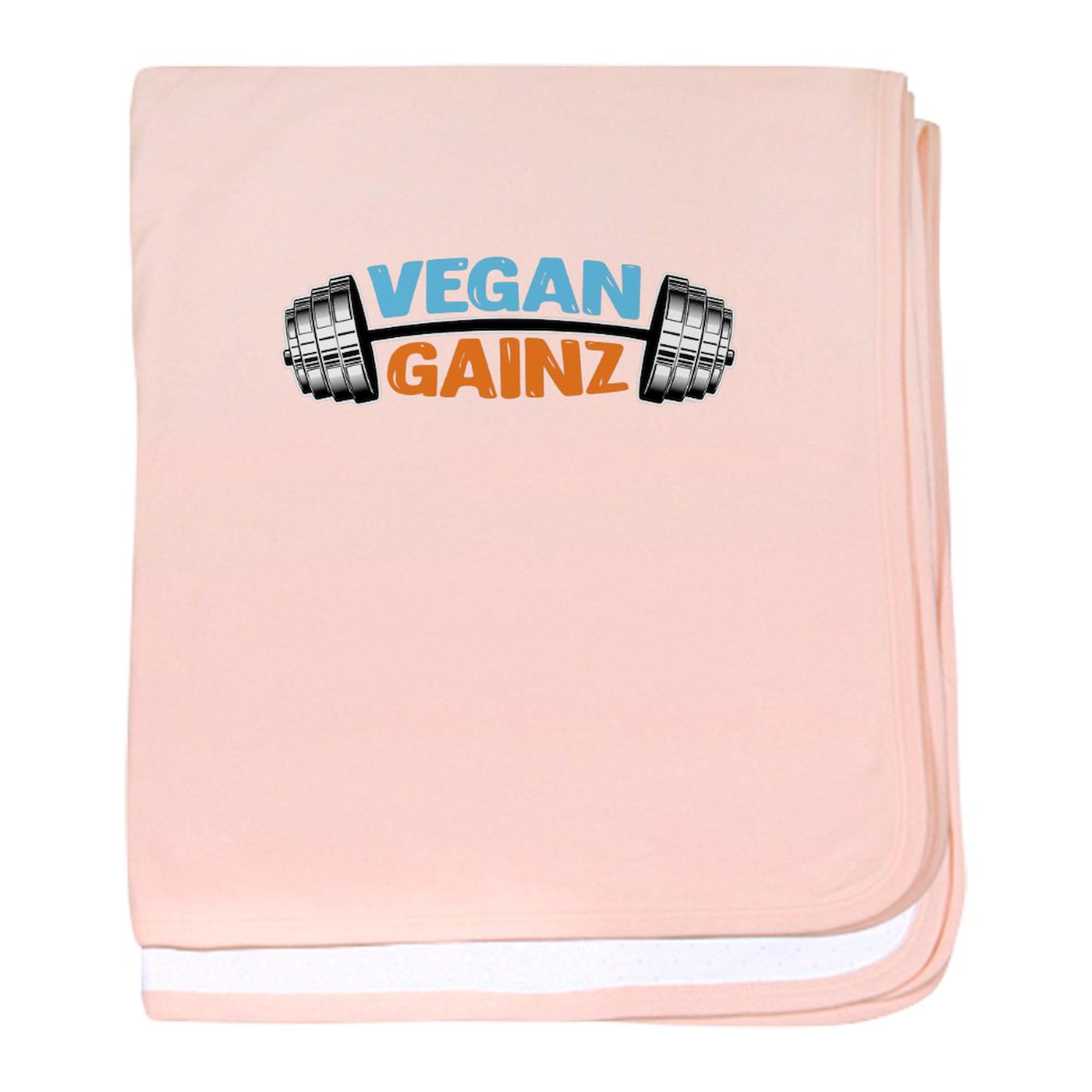 CafePress Vegan Gainz Bodybuilder Gym Weightlif Baby Blanket, Super Soft Newborn Swaddle