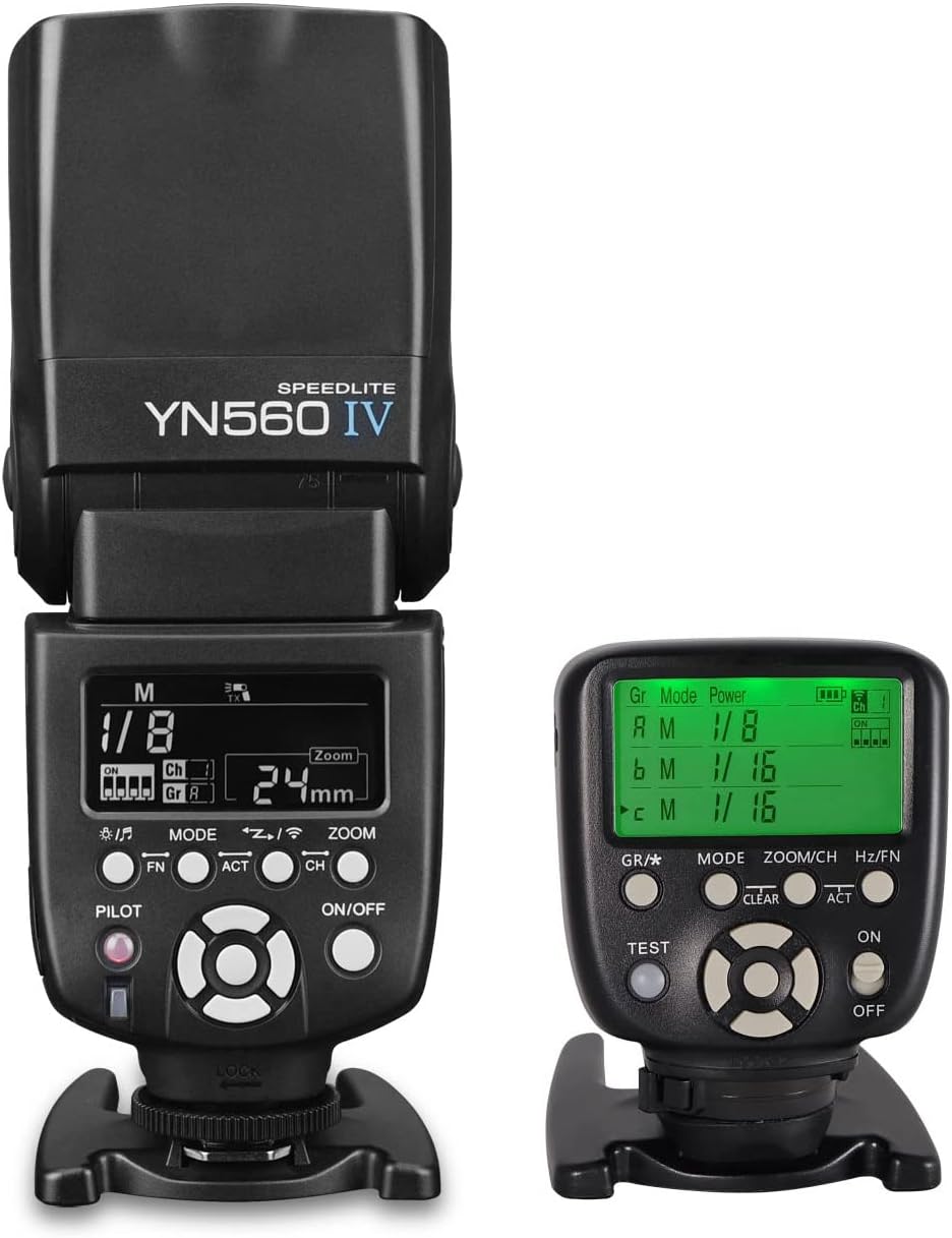 YONGNUO YN560 IV Wireless Flash Speedlite + YN560-TX II C LCD Flash Trigger Remote Controller for Canon, GN58 @ ISO100 Negative LCD Screen