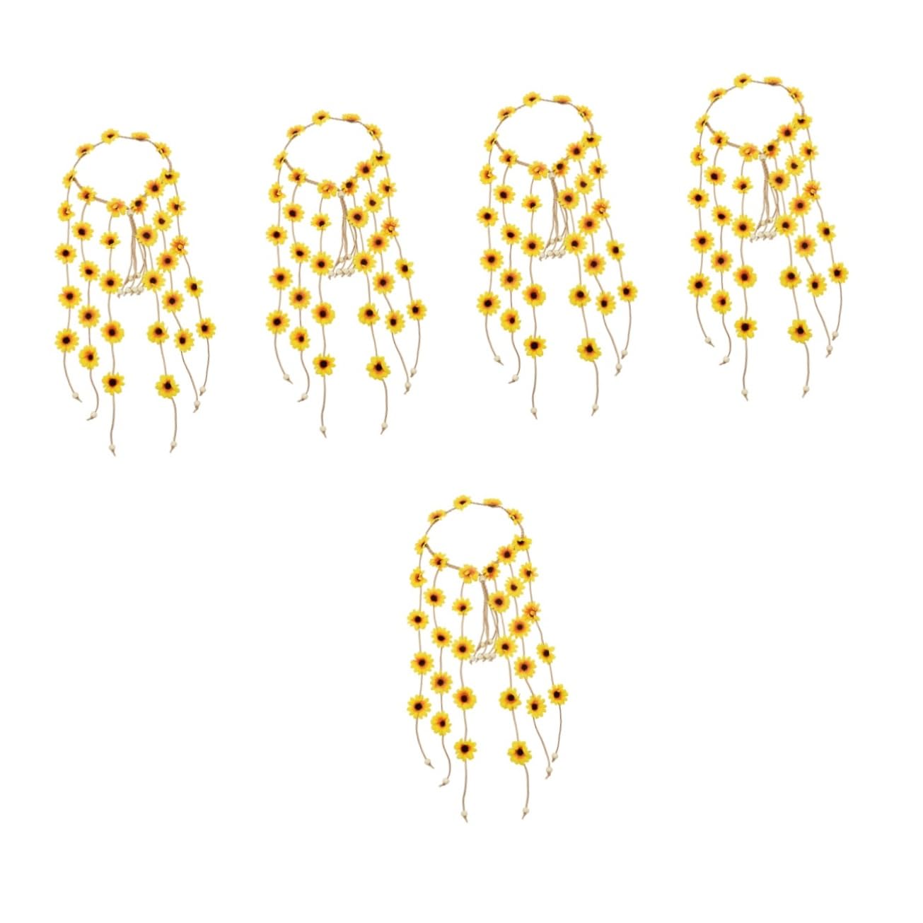 Beavorty 5pièces Bandeau Floral Avec Fleurs Tournesol Accessoire De Cheveux Pour Festivals Mariages Et Fêtes Éléments De Décoration Colorés Pour