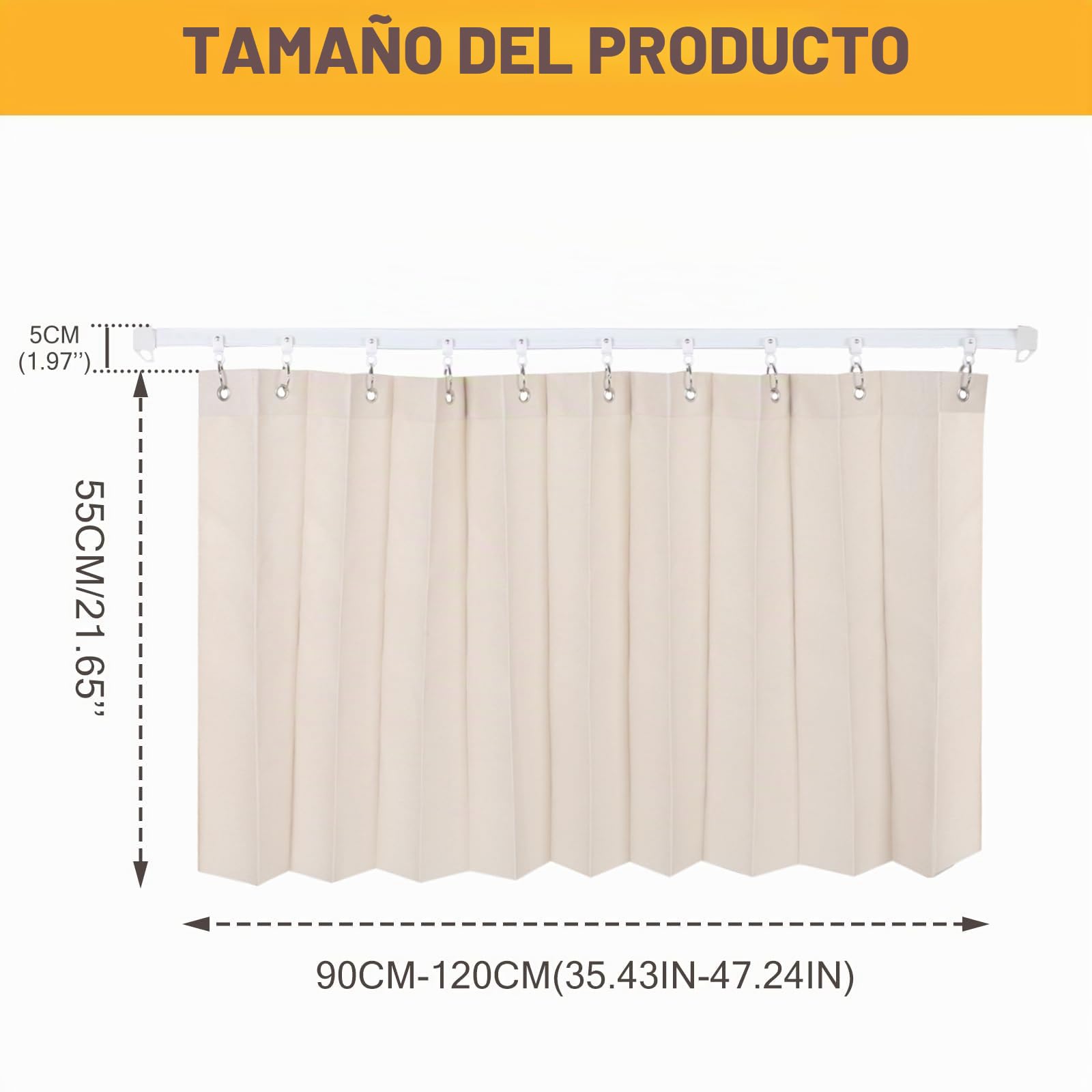 WMLBK Cortina para armario, cortina con riel para estanterías, armario, impermeable, para el salón (Beige-H60cm×W90cm)