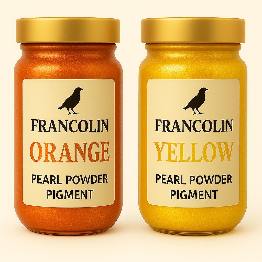 Francolin | Yellow & Orange | Mica/Pearl Powder Pigment | Non Toxic | Vibrant Metallic Glowing | for Soap, Epoxy Resin, Painting, Nail Art & Craft, Cosmetic, Slime | 20g*2-image-33