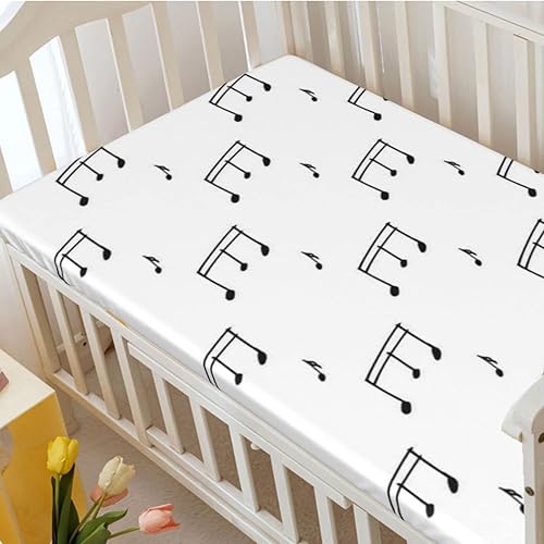 Miniatura 3 de Sábana bajera ajustable para cuna con temática musical, sábana bajera estándar para cuna, suave y transpirable, ideal para habitación de niño o niña