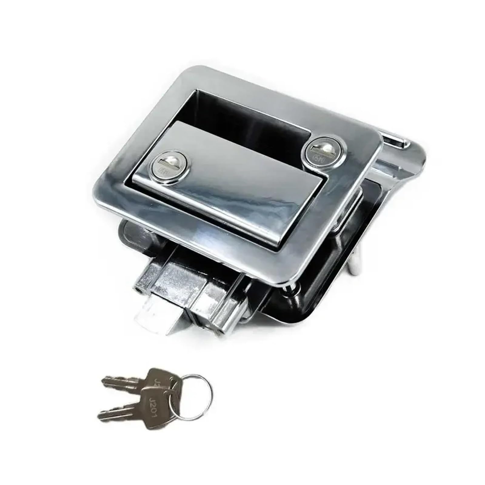 Caravan Door Lock, RV Travel Trailer Entry Door Lock Camper Door Latch Handle with Keys Motorhome Door Lock Replacement(Silver)