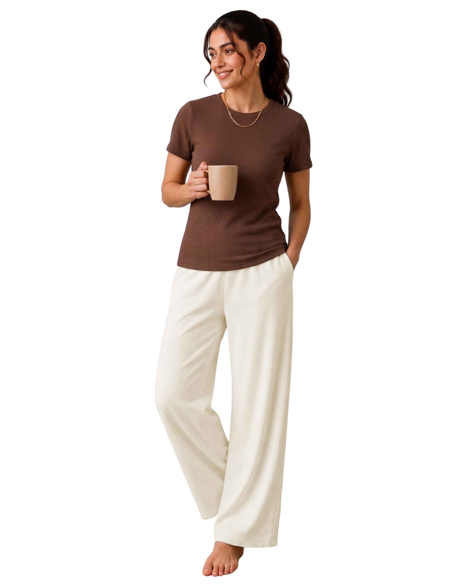 Korean Night Suit for Women| Round Neck Half Sleeve | Full Pyjama Set |Comfortable Nightwear, Loungewear, Sleepwear for Womens (5274)-image-29