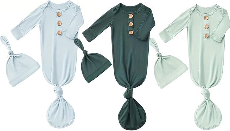 Bow Dream 3 Pack Baby Boys Nightgowns Newborn gowns Sleepers infant Pajamas Gifts 0-3 Months