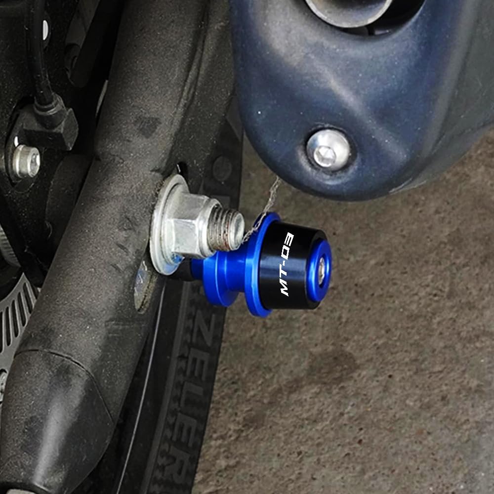 MOWOK Fit For YAMAHA MT03 MT-03 2015 2016 2017 2018 2019 2020 2021 2022 2023 2024 2025 Motorcycle Accessories 6MM Swingarm Spools Slider M6 Stand Screws (Blue)