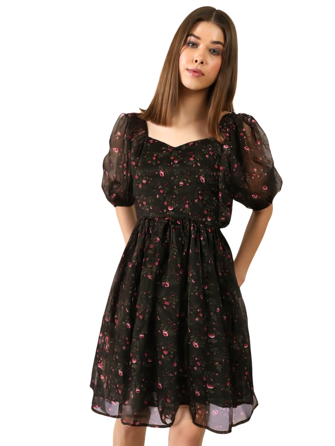 sera classics Women's Fit and Flare Voulme Sleeve Party Mini Dress-picture-11
