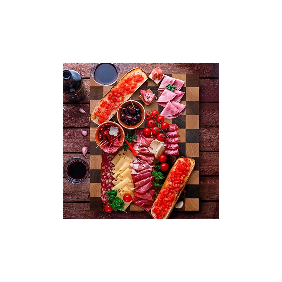 CASANIER Acacia Wood Cutting Board with Scrapers -1.5” Thick Extra Large Butcher Block, Reversible Chopping Board with Juice Groove & Handle Serving Tray for Charcuterie, Gift for Housewarming -18”x14