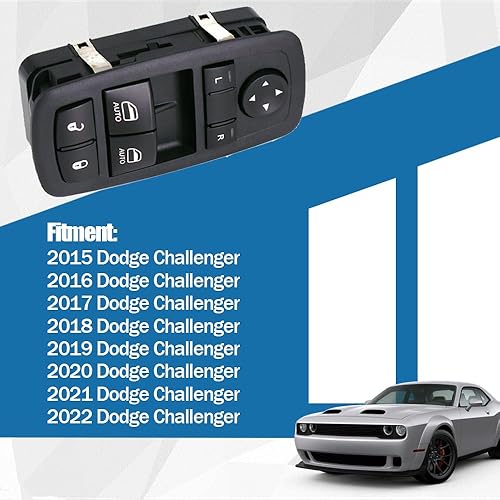Miniatura 2 de Interruptor maestro de elevalunas eléctrico delantero izquierdo lado del conductor se adapta a Dodge Challenger 2015-2022 68183752AB 68183752AC