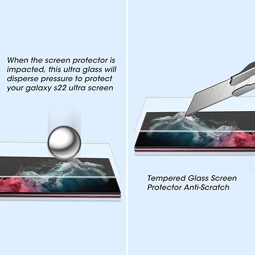 Miniatura 23 de Paquete de 3 protectores de pantalla de vidrio templado curvado 3D para S21 Ultra Glass compatible con desbloqueo de huellas dactilares, protección