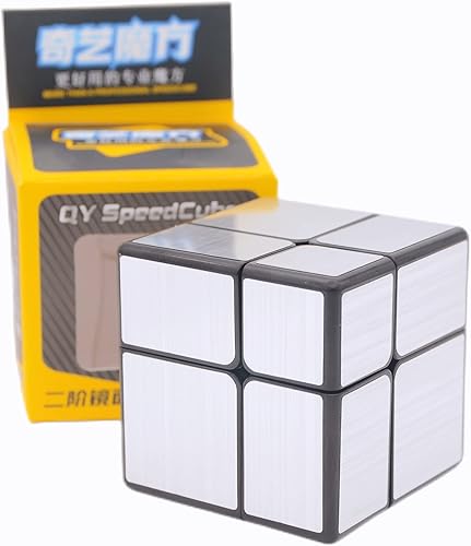 Bukefuno QY Toys - Espejo de 2 x 2 bloques de cubo plateado, rompecabezas mágico de 2 x 2 x 2 pulgadas, versión plateada