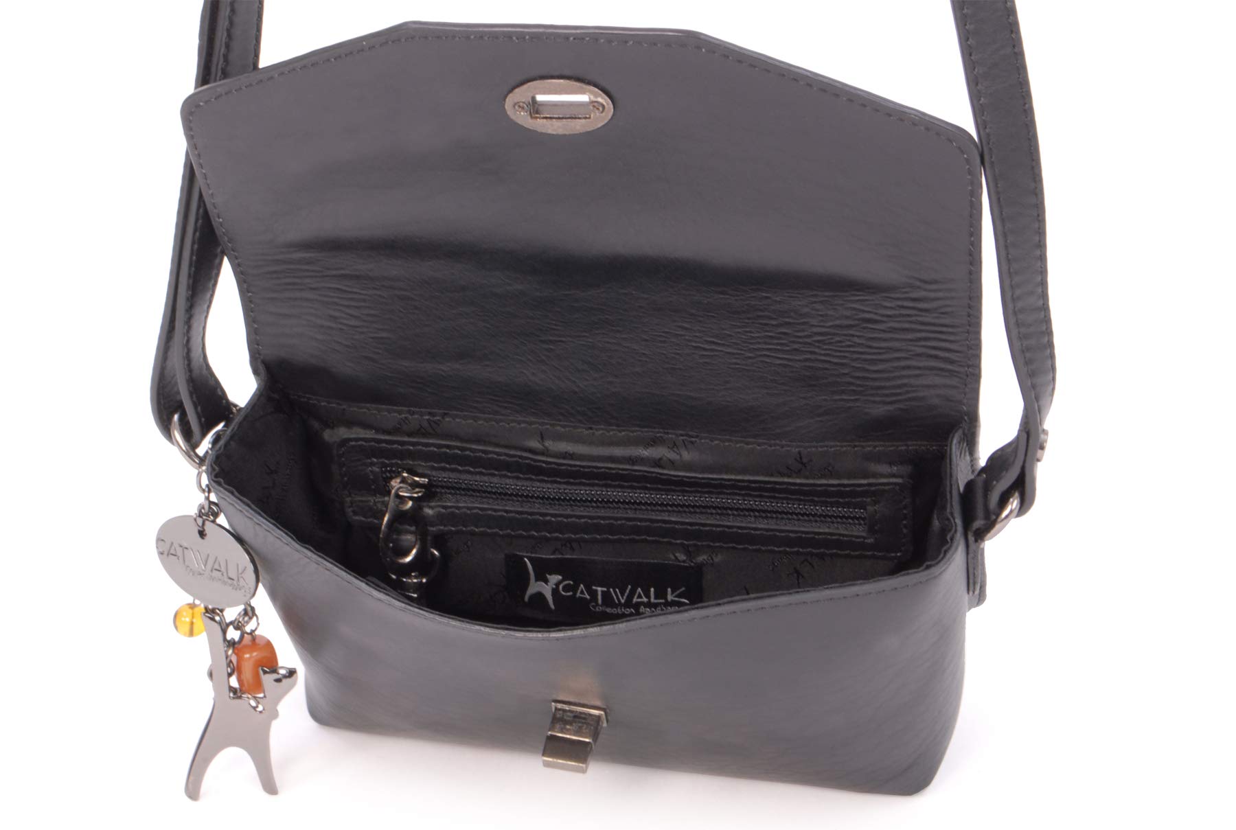 Catwalk Collection Handbags - Borsa a Tracolla Piccola in Vera Pelle - Borsetta Donna - Borsa a Mano con Tracolla Regolabile - Florence