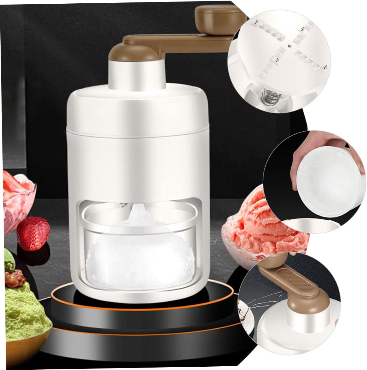 Zerodeko Portable Manual Ice Shaver Machine for Home Use Hand Crank Ice Crusher for Cones and Desserts Safe and Easy to Clean for Parties and Celebrations