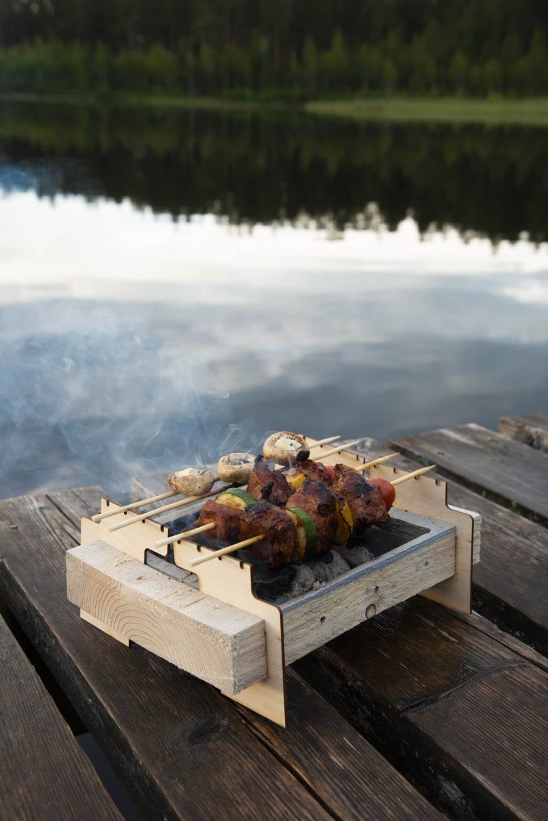 Hongu Barbecue monouso Portatile USA e Getta Ecologico Completamente Realizzato con Materiali Naturali Pronto per l’Uso in 5 min. Utilizzabile 2 Ore Biodegradabile