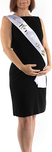 Miniatura 7 de OLILLY Banda perfecta para mamá blanca y dorada disfruta de tu baby shower (blanco), blanco y oro rosa