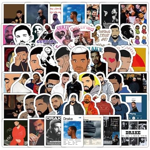 100Pcs Drake Stickers Merch Merchandise Rapper Variety Vinyl Waterproof Sticker for Car Water Bottle, Luggage Skateboard, Laptop, Phone, Journaling, Scrapbooking Computers Decals Gifts Stuff for Funs Cover