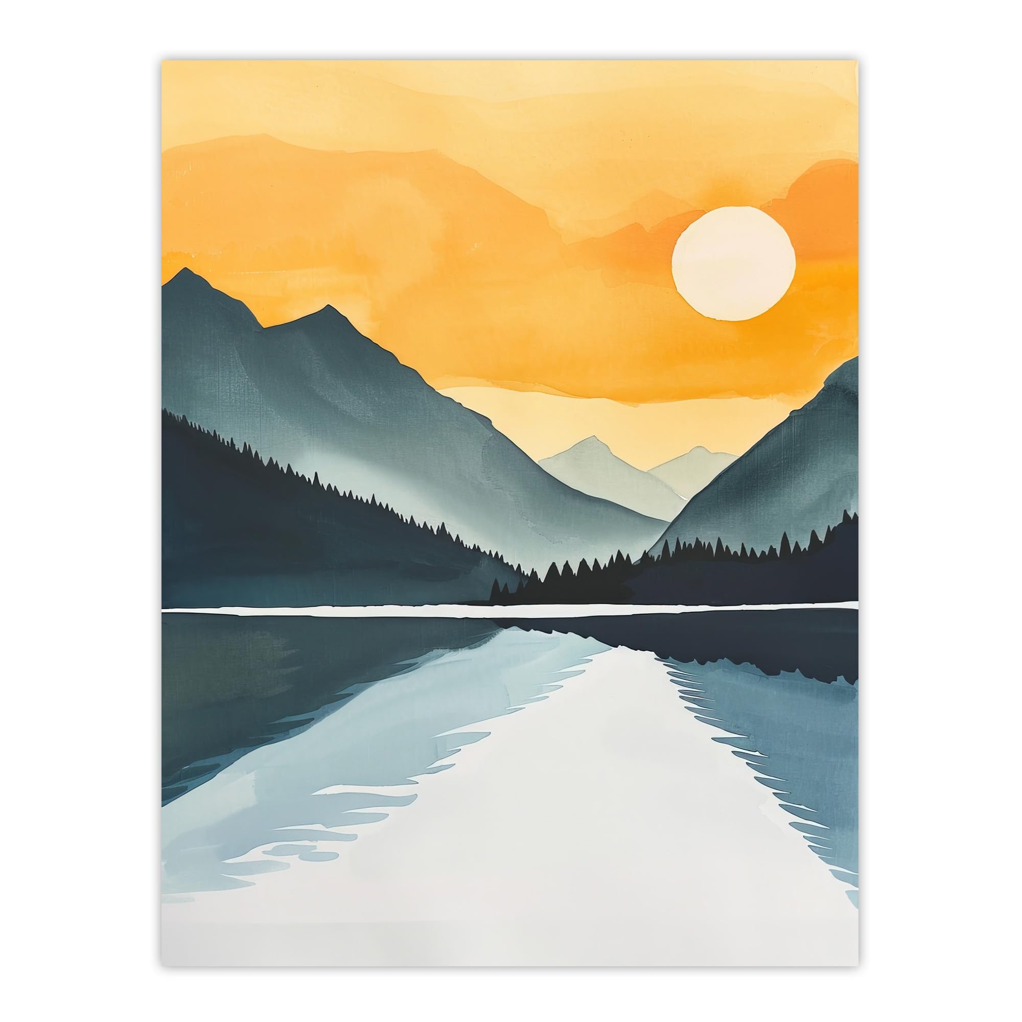 Artery8 Sparks Lake Sunrise Mountain Lakeside Landscape Living Room Large Wall Art Poster Print Thick Paper 18X24 Inch