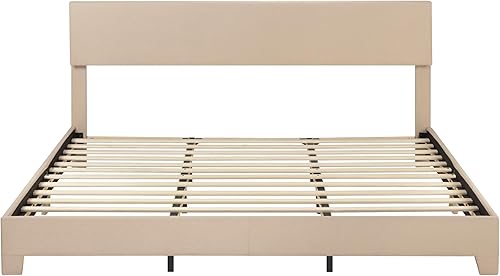 Miniatura 70 de SHA CERLIN Base de cama tapizada de tamaño matrimonial con cabecera ajustable, base de colchón estable, soporte de respaldo fuerte, no necesita