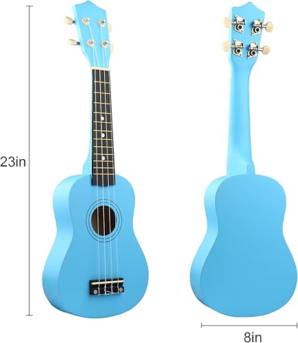Miniatura 9 de LXS Ukelele soprano para niños para principiantes, ukelele de guitarra pequeño de 21 pulgadas con bolsa de concierto, 1 cuerda de espera y 2 púas