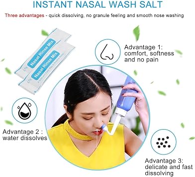 Nasal Rinse Salt Packets 40 Count Finely Ground Saline Mix for Nasal Irrigation Suitable for and Adults