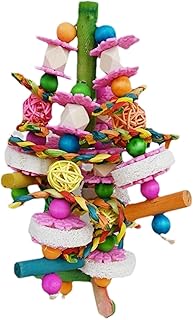 Small Parrot Toys Natural Loofah Chewable | Chewable Bird Toys Metal Hook | Natural Loofah Parrot Toys Beak Grinding | Decorative Bird Toys Small Parrots Metal Hook Bird Toys Parakeets and Chicks
