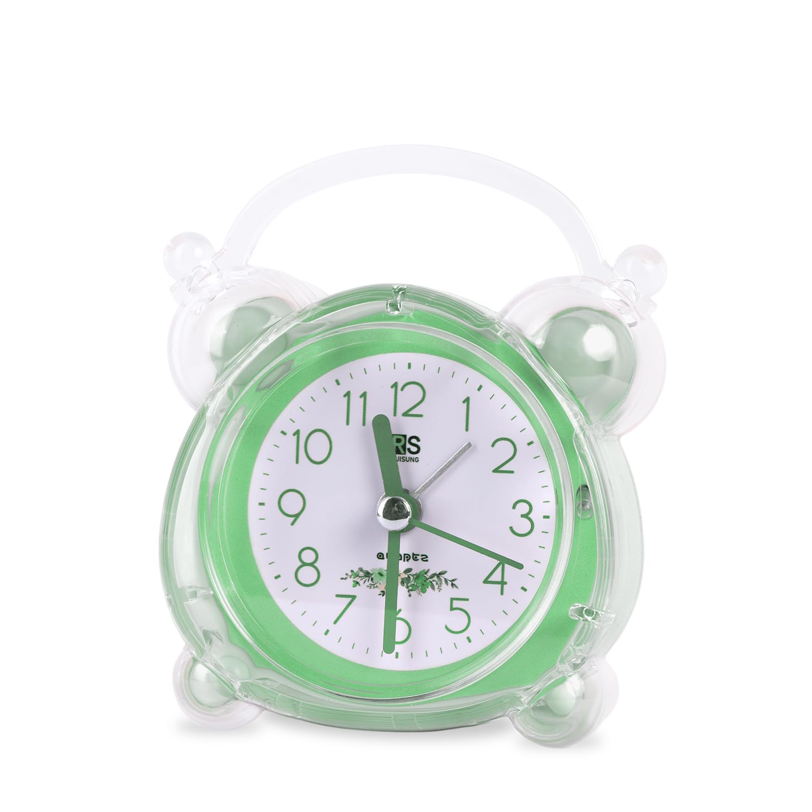 Reloj despertador silencioso analógico verde retro sin tictac decorativo a pilas