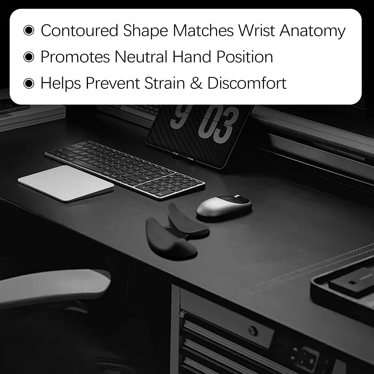 Ergonomic Wrist Rest for Mouse, Right-Handed Truly Mouse Wrist Support, Smooth-Glide, Comfortable Curved Design for Gaming, Office, Computer, Laptop - Black - Image 7