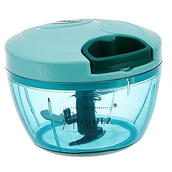 ANSHEZ Plastic Mini Handy Compact Quick Chopper with 3 Sharp S S Blades for Vegetables, Manual Pull and Effortlessly Chopping Vegetables Cutter for Kitchen Use - (400ML)