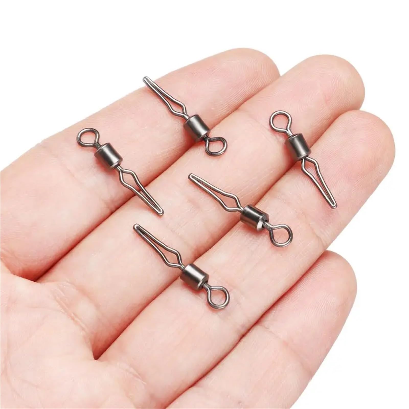 100 Uds. Giratorios con Clip de línea lateral, anzuelos colgantes for pesca y conector de basura, barril giratorio, suministros de pesca(6-)