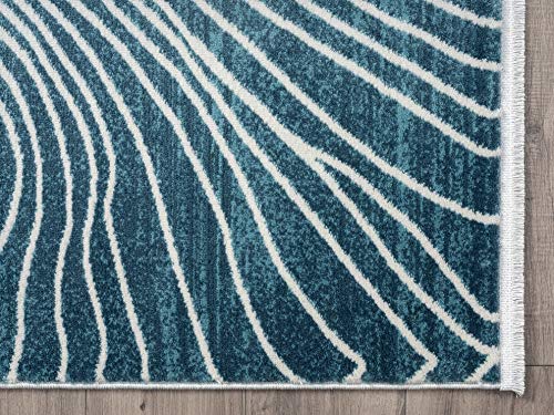 Abani 5' 3" X 7' 6" (5X8) Contemporary Blue & Cream Swirl Design Area Rug, Non-Shed Watercolor Style Modern Dining Room Rug Rugs #TOP5