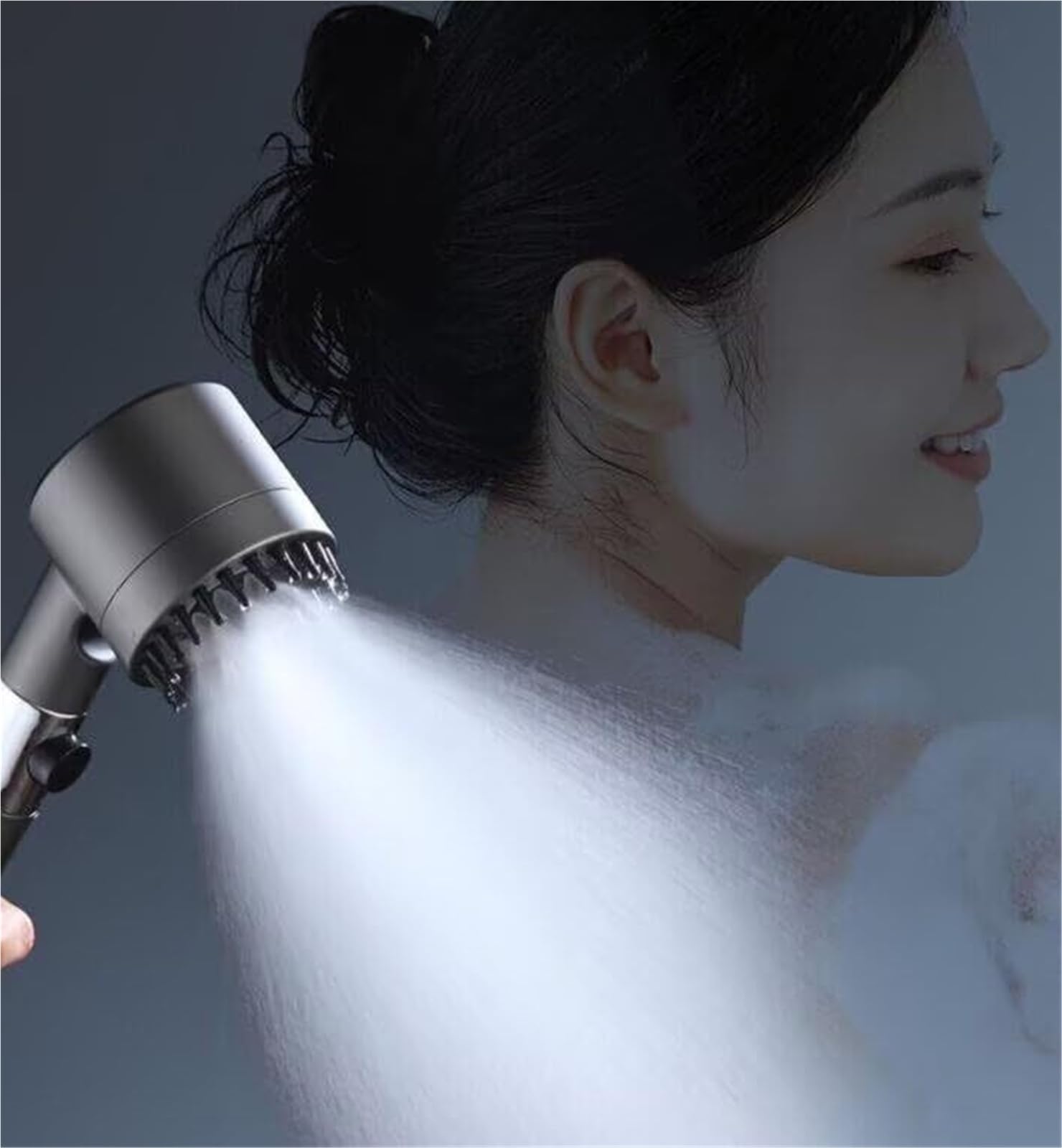 Filtro de cabezal de ducha de lluvia de alta presión, limpieza profunda, experiencia relajante para la piel y el cabello, ideal para spa en casa (blanco)