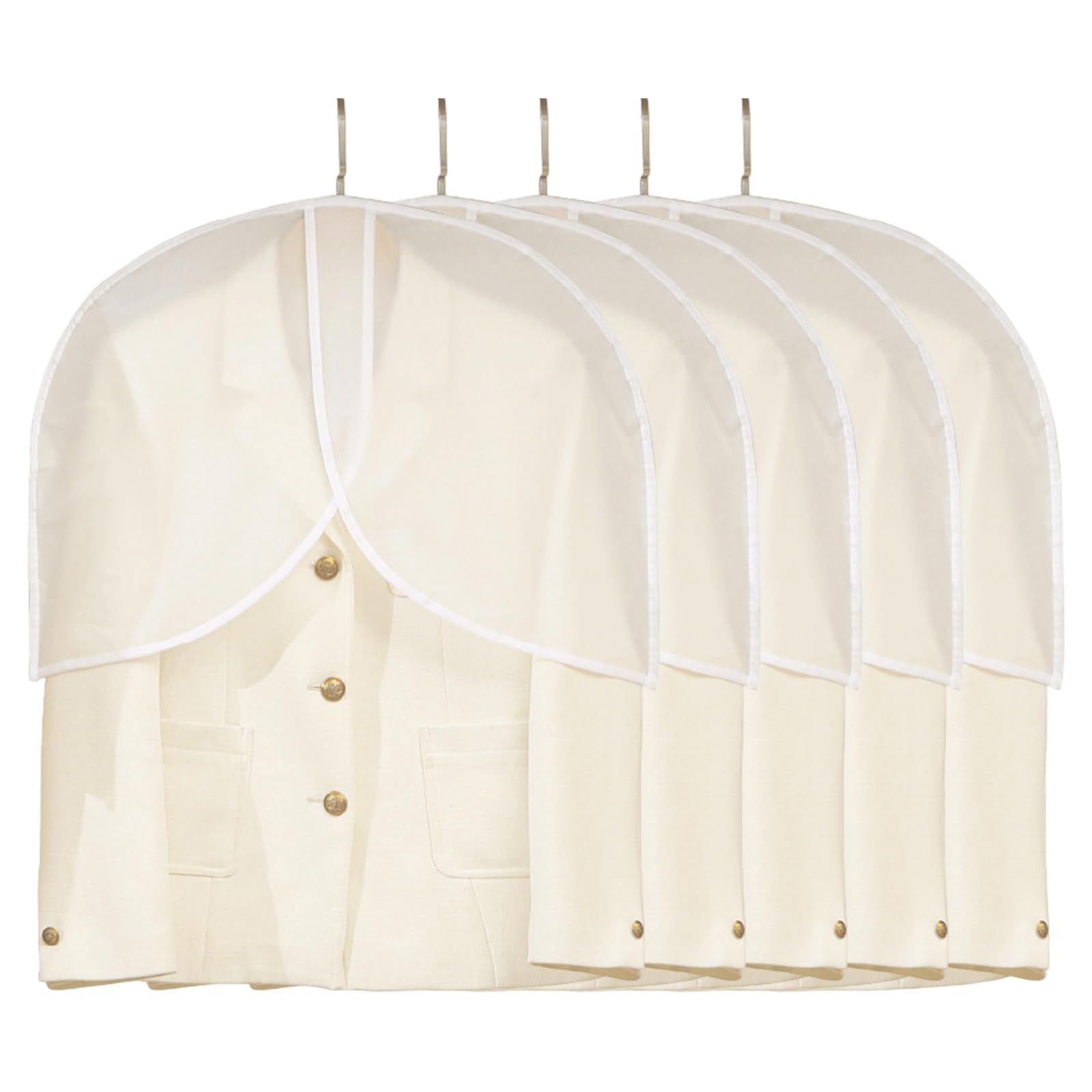 5 Pack Clear Clothes Protectors PEVA Dustproof Shoulder Covers Wardrobe Organizers for Outerwear Jackets Coat Wardrobe Bag