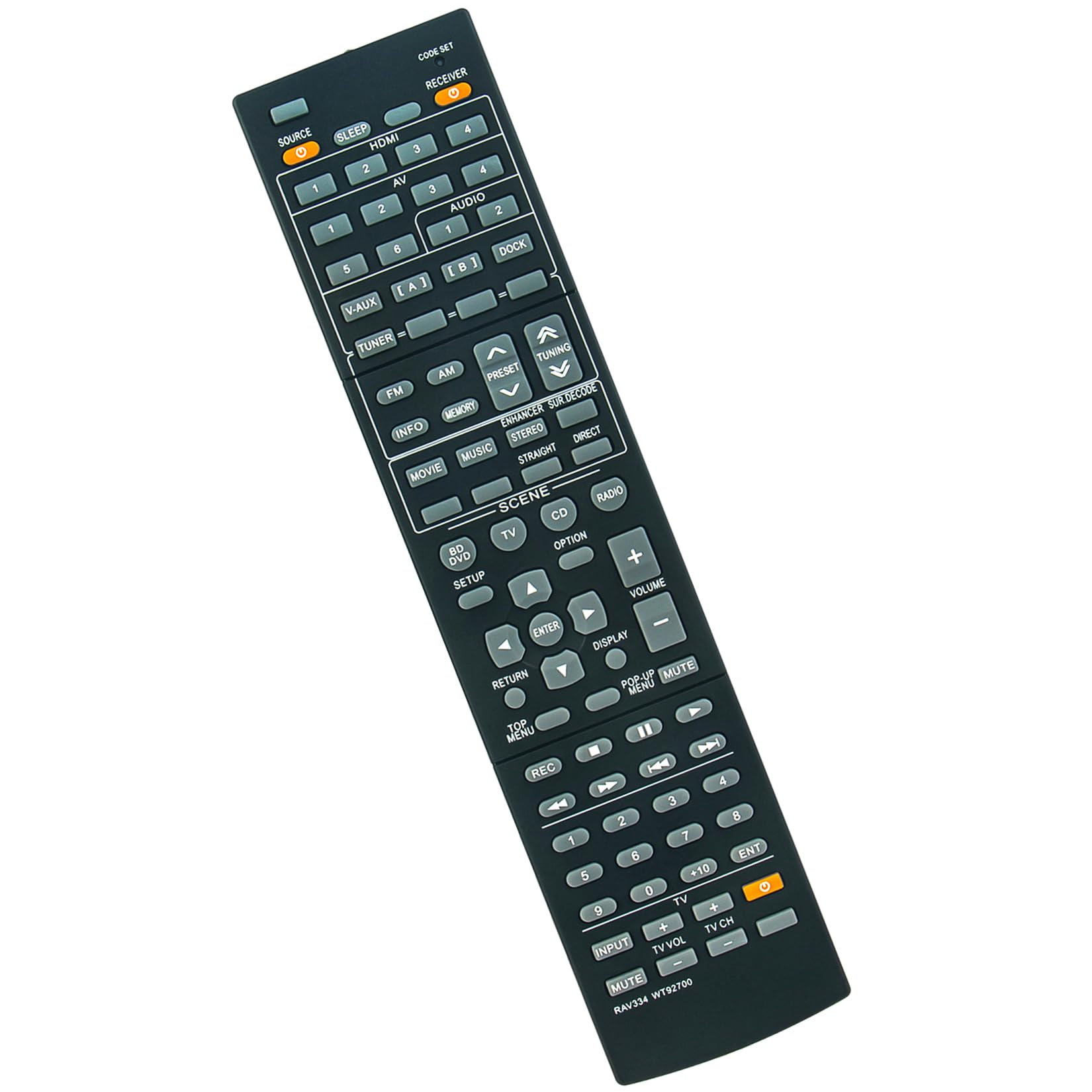 VINABTY Telecomando Infrarosso RAV491 ZF30320 Per Yamaha RX-V667, HTR-4064, YHT-791 E Altri