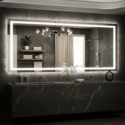 Miniatura 19 de Espejo de tocador LED de 30 x 36 pulgadas para baño, espejo LED frontal y retroiluminado para baño con 3 luces de color, espejo de tocador de pared