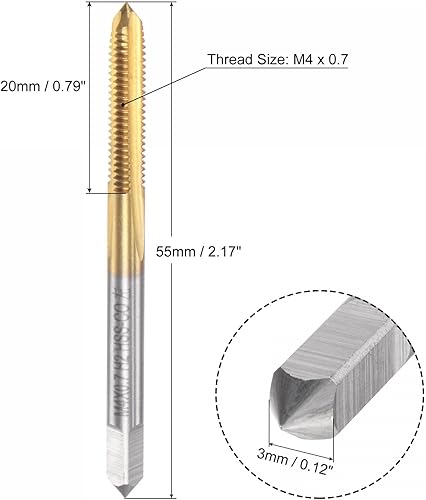 Miniatura 2 de uxcell Grifos de flauta rectos, M4 x 0.7 Mano izquierda métrica cubierta de titanio M35 cobalto de alta velocidad máquina de acero roscado roscado