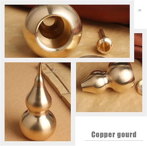 Miniatura 8 de Botella de calabaza dorada de cobre Wu Lou figurita china de buena suerte Wu Lou Salud Prosperidad Decoración Estatua de cobre coleccionable para