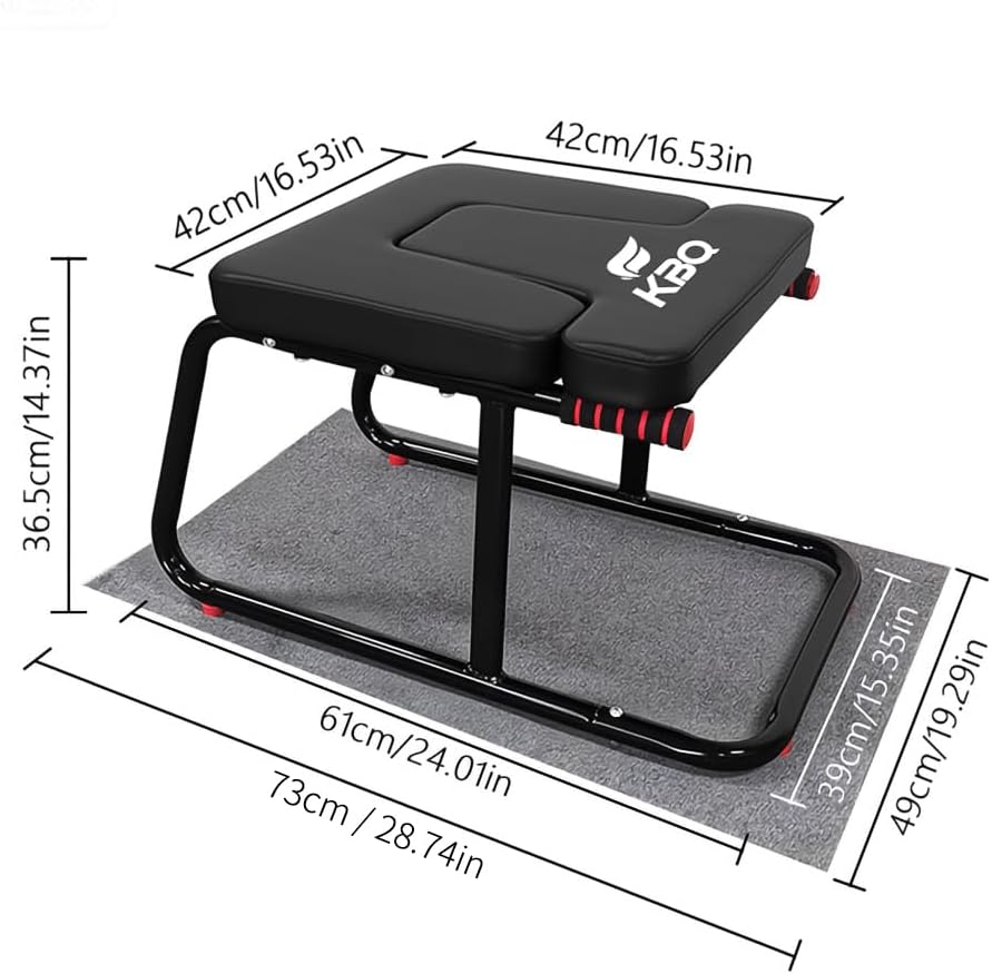 KBQ Yoga Headstand Bench, Yoga Inversion Chair, Headstand Trainer – U-Shaped Stool with 400LB Capacity, Double Armrest, Non-Slip Fitness Aid, Thick Breathable Mat, Home & Gym Stability Stool (Black)