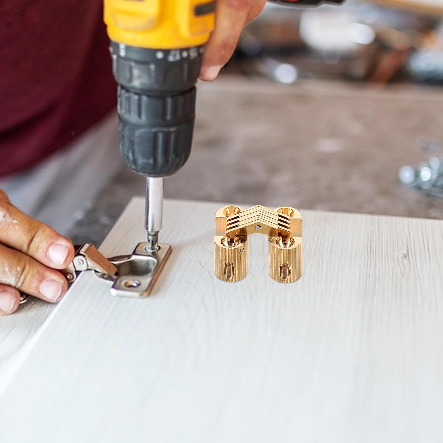 Copper Hidden Hinges for Small Cabinets, Vintage One-piece Design