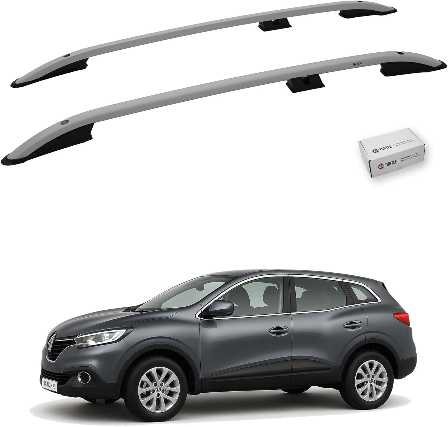 TURTLE Compatible with Renault Kadjar 2015-2022 Crown roof Rails | Black