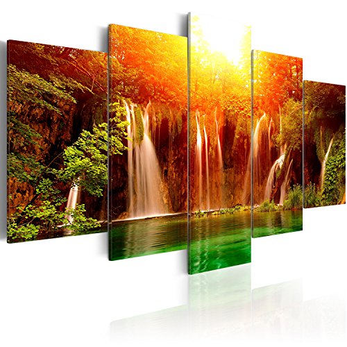 artgeist Glass Wall Art Acrylic Print Abstract 40x20 in - 5pcs Image Picture Photo Painting Artwork Home Decor Waterfall Nature c-B-0103-k-m