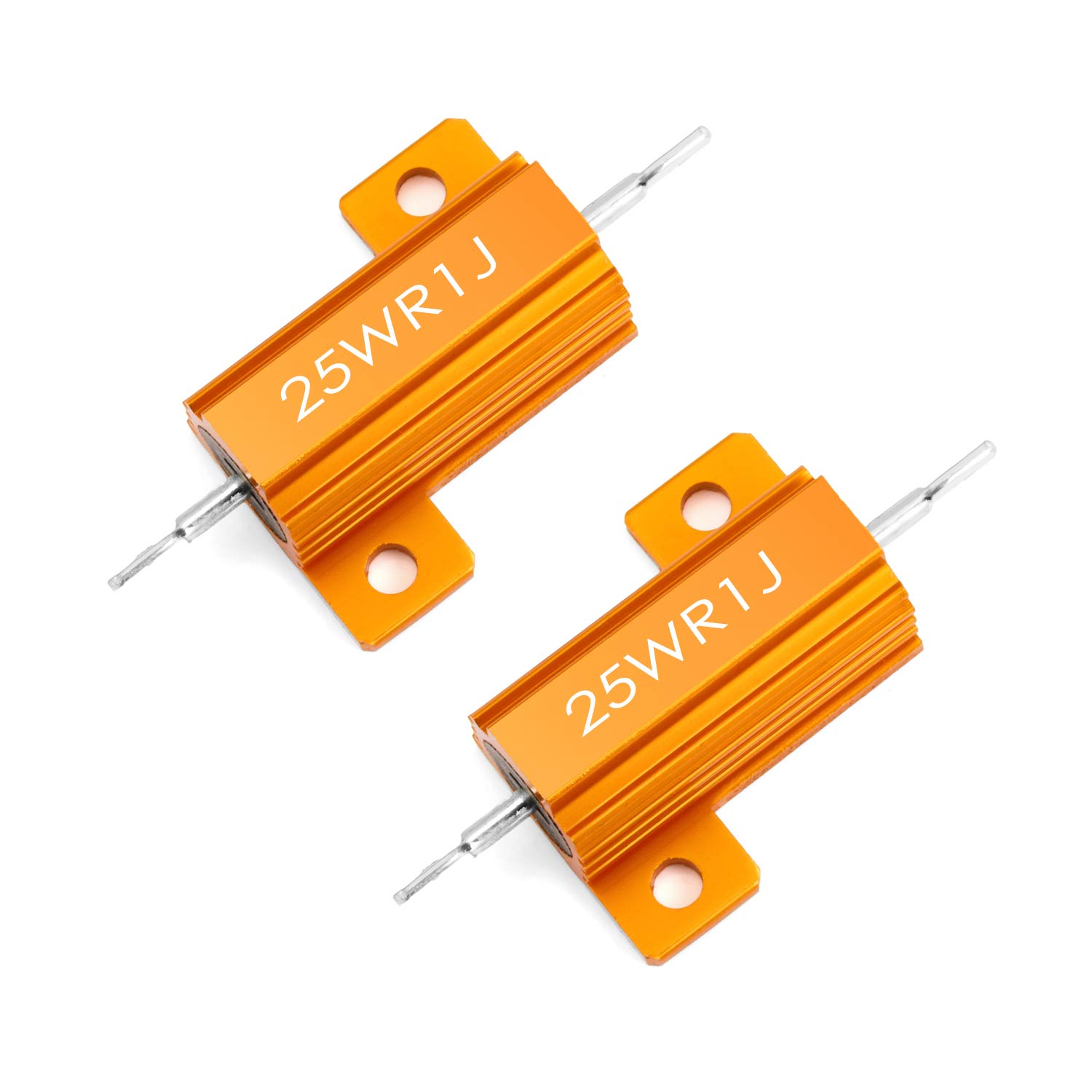 Chanzon 2pcs 25W 0.1 Ω ohm Wirewound Aluminum Shell Resistor 0.1 Ω ohm 0r1 r1 ±5% Tolerance 0.1R Rohs Certified