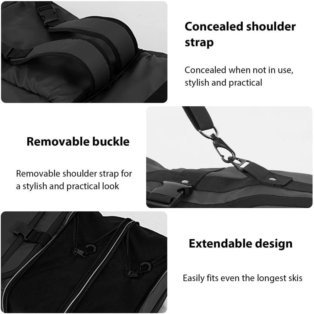 Snowboard Bag with Wheels - Rolling Double Ski Bags for Air Travel, Adjustable Length Up to 190 cm for Boots, Gloves, Skis & Accessories