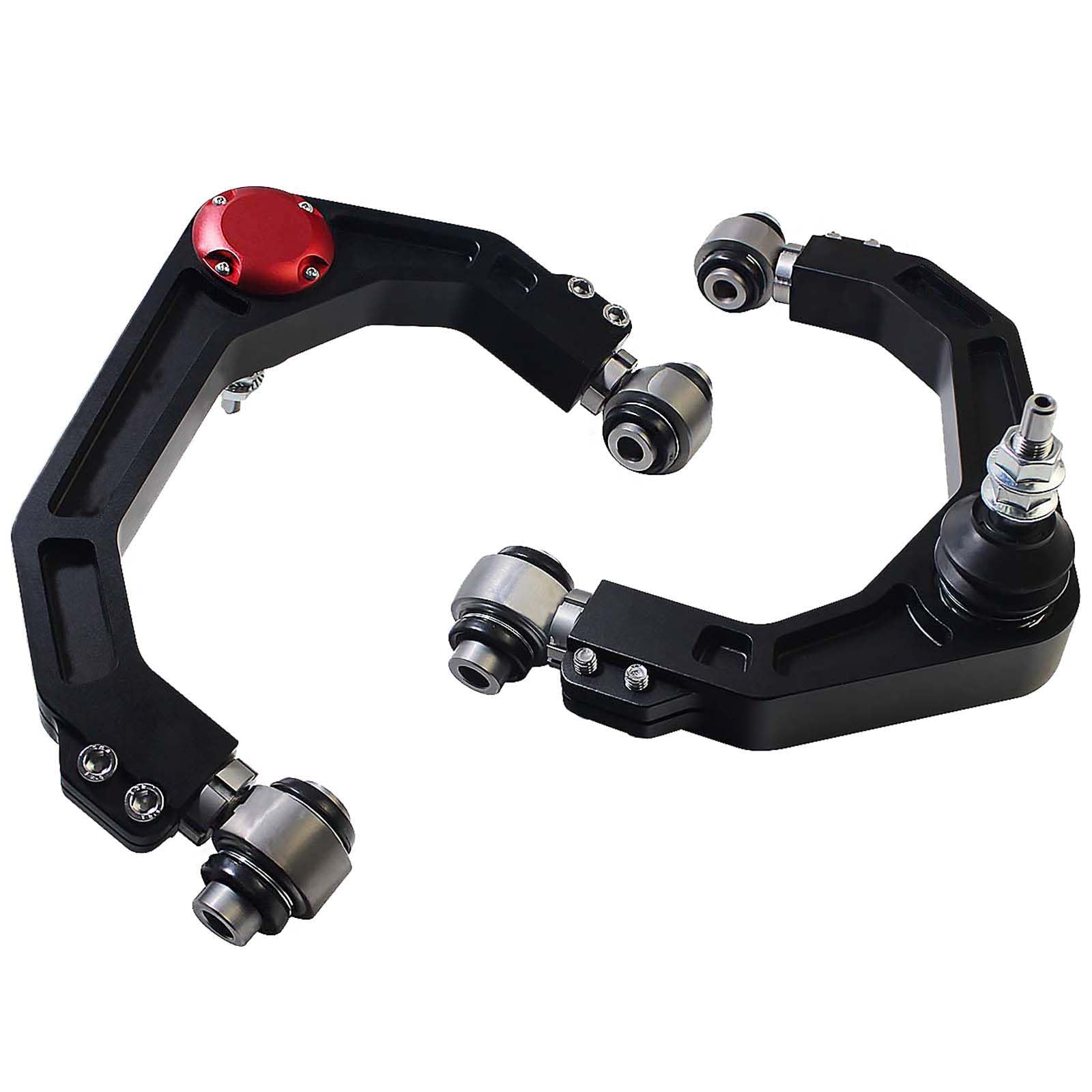 2 front upper control arms, 2-4" aluminum suspension, with rod end bearing bushings and single joint design, black