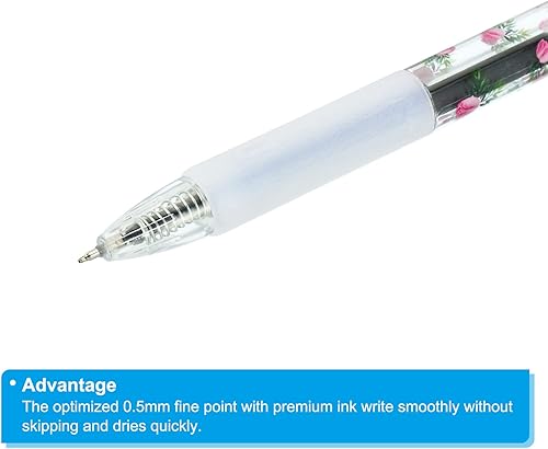 Miniatura 4 de PATIKIL Bolígrafos de gel negro, 20 varillas de flor transparente de punta fina con agarre suave negro, bola de rodillo de 0.020 in, bolígrafos de