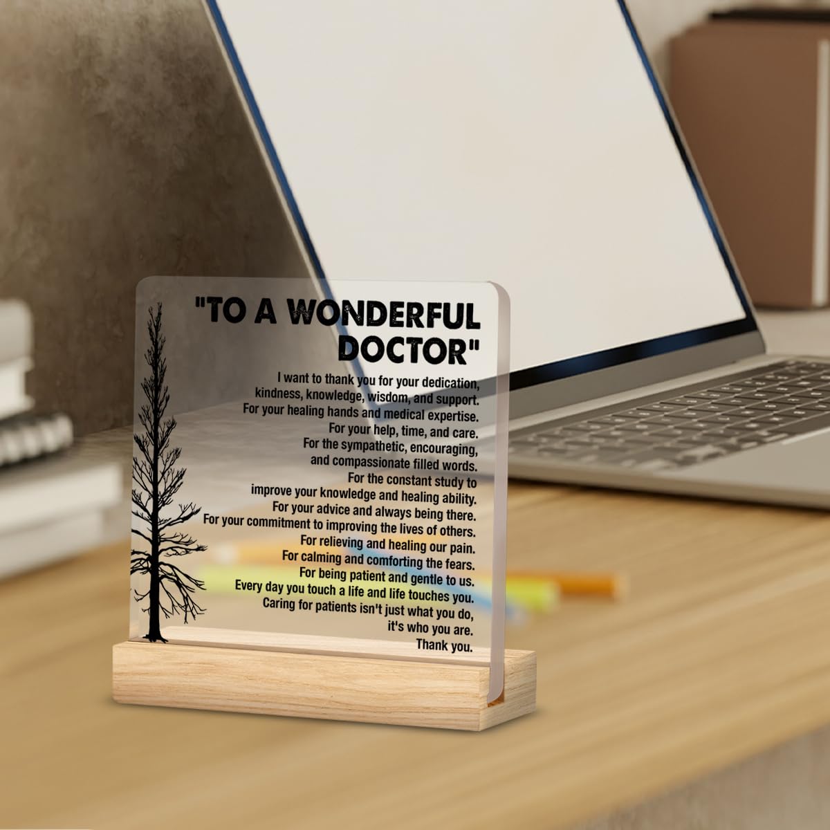 Best Doctor Gifts, Thank You Appreciation Doctor Gifts, to a Wonderful Doctor Clear Desk Decorative Sign Home Office Acrylic Decor