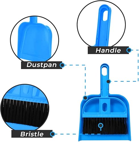 Miniatura 5 de Juego de mini escoba y recogedor  Kit de limpieza compacto para el hogar, coche, camping, espacios pequeños, limpieza de mascotas y viajes  Juego de
