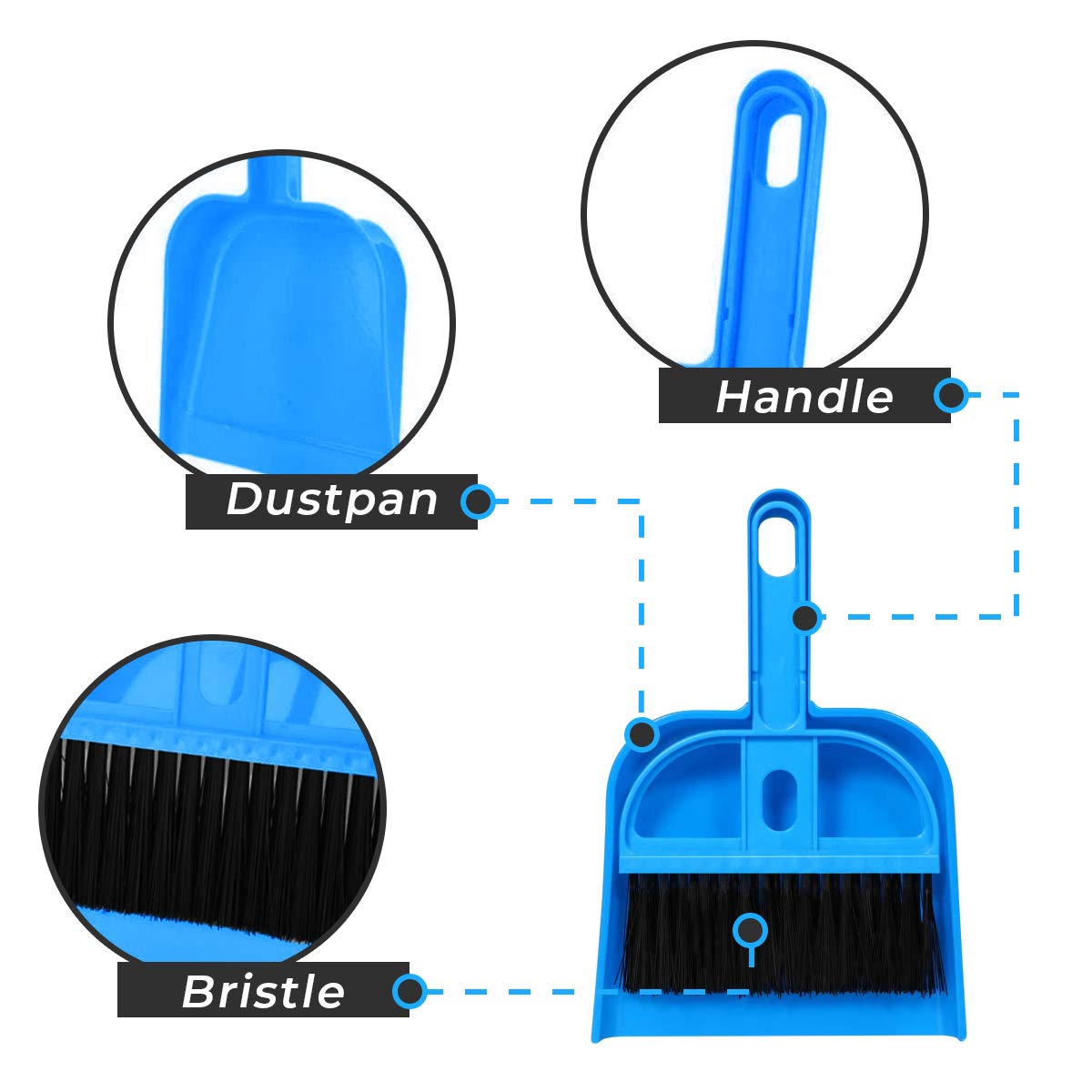 2 Brothers Wholesale Mini Broom and Dustpan Set - Compact Cleaning Kit for Home, Car, Camping, Small Spaces, Pet Cleanup, and Travel - Durable Small Broom and Dustpan Set Mini - Green Broom 3