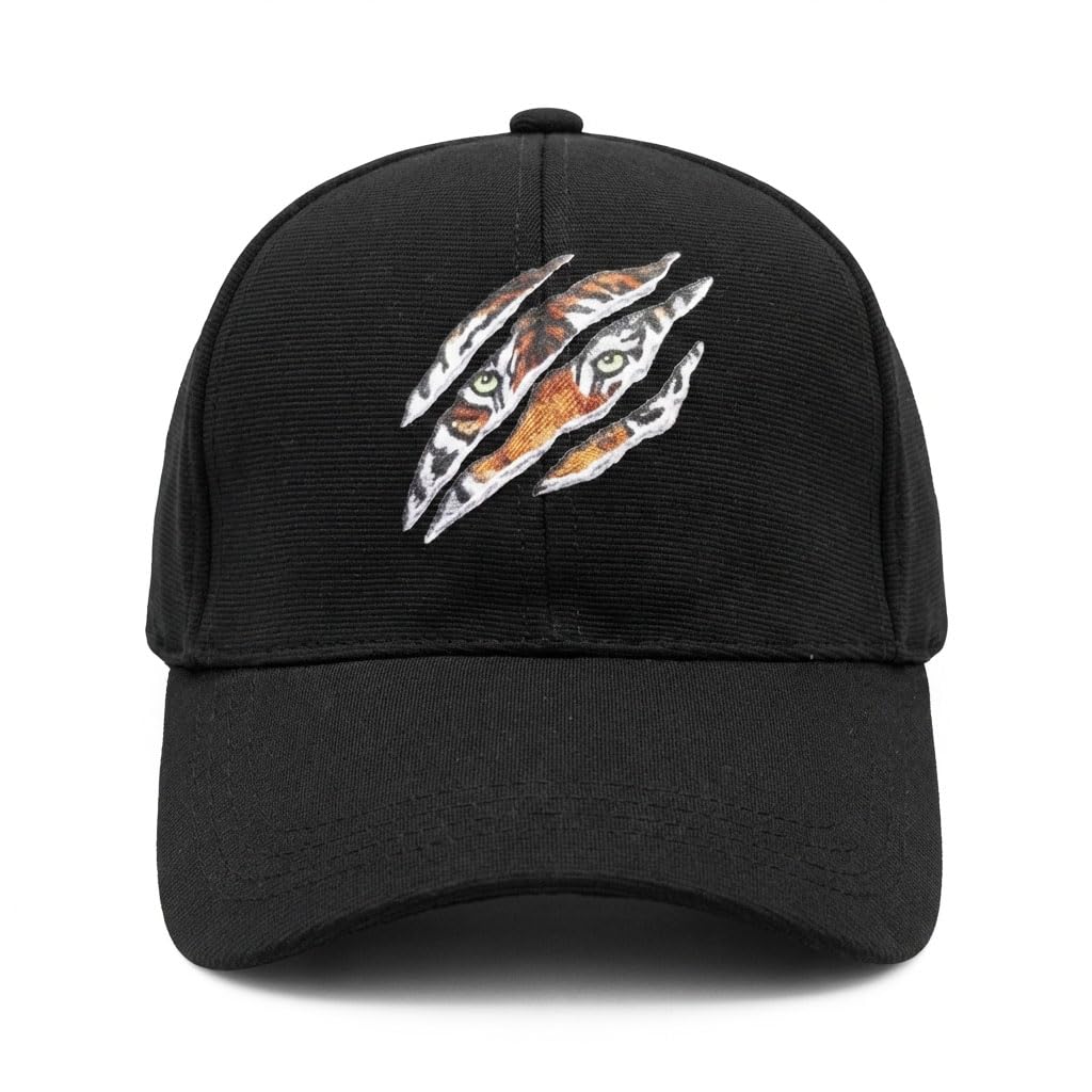 Fierce Tiger Eye Claw Graphic Print Cap for Men Women Topi Unisex Head Branded Boy's Girl's Caps Adjustable Strap Summer Sports Gym Dance Free Size-1pcs Black-image-20