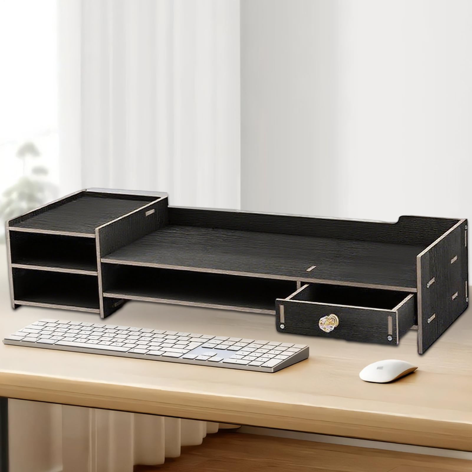 Supporto per Monitor Computer Supporto per Monitor da Scrivania | Accessorio in Legno per PC Ufficio Stampante Tastiera Organizzazione